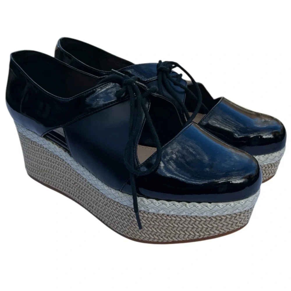 Charles & Keith Platform lace up patent shoes 37 or 7